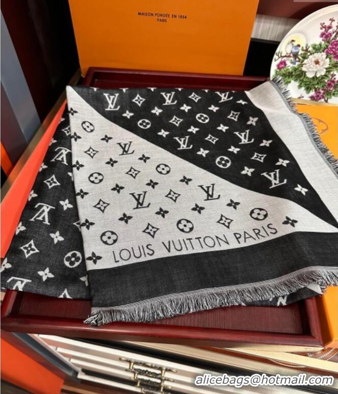 Well Crafted Louis Vuitton Cashmere Patchwork Square Scarf 140x140cm LV091012 Black 2025