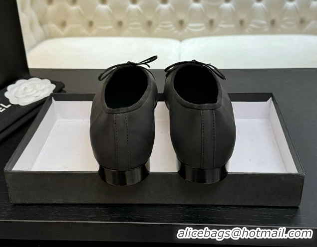 Top Grade Chanel Classic Lambskin Leather Ballet Flats with Bow Black 50901002