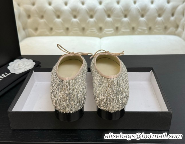 Unique Style Chanel Classic Tweed & Patent Calfskin Ballet Flats with Bow Nude/Multicolor 50901009