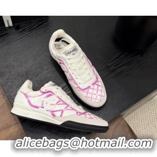 Purchase Chanel Quilted Calfskin Leather Sneakers White/Purple G4583909