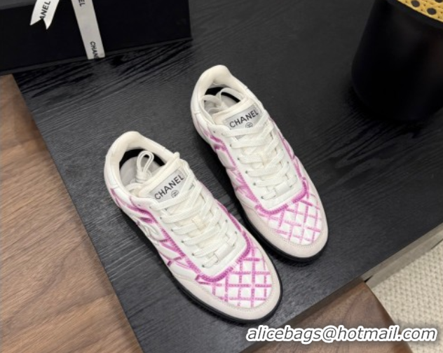 Purchase Chanel Quilted Calfskin Leather Sneakers White/Purple G4583909
