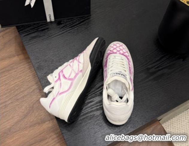 Purchase Chanel Quilted Calfskin Leather Sneakers White/Purple G4583909