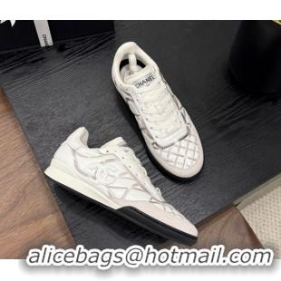 Pretty Style Chanel Quilted Calfskin Leather Sneakers White/Grey G4583909