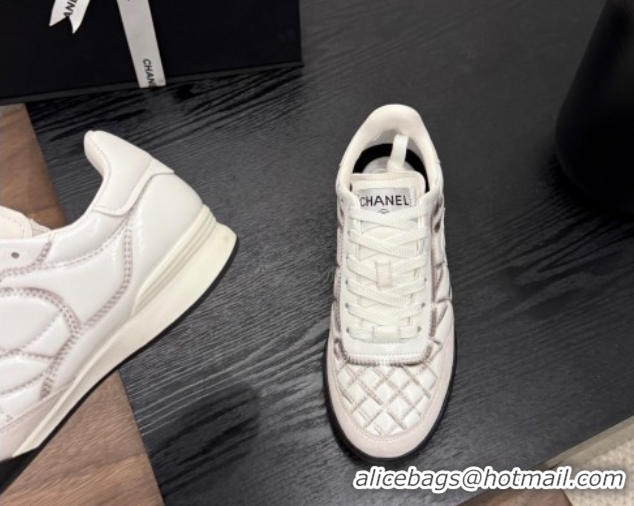 Pretty Style Chanel Quilted Calfskin Leather Sneakers White/Grey G4583909