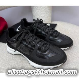 Best Grade Chanel Shiny Calfskin & Suede Sneakers Black 2025 G46609 0901042
