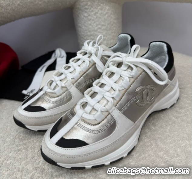 Good Looking Chanel Laminated Calfskin & Suede Sneakers Light Gold 2025 G46609 0901043