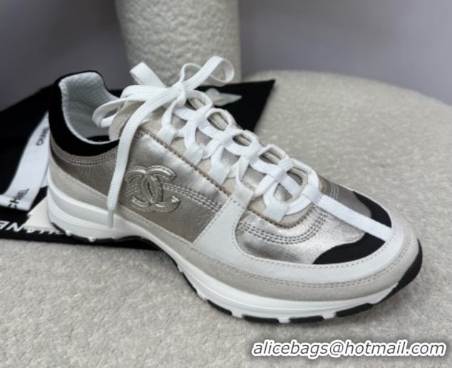 Good Looking Chanel Laminated Calfskin & Suede Sneakers Light Gold 2025 G46609 0901043