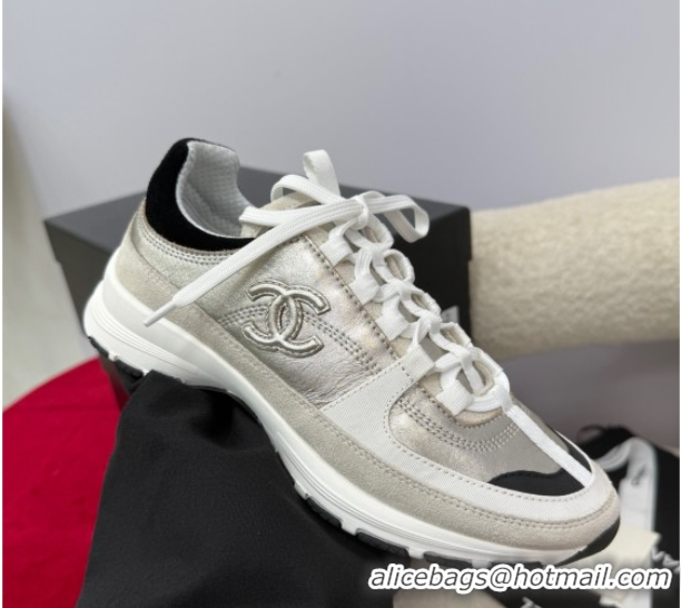 Good Looking Chanel Laminated Calfskin & Suede Sneakers Light Gold 2025 G46609 0901043