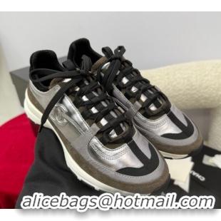 Luxury Cheap Chanel Laminated Calfskin & Suede Sneakers Grey 2025 G46609 0901044