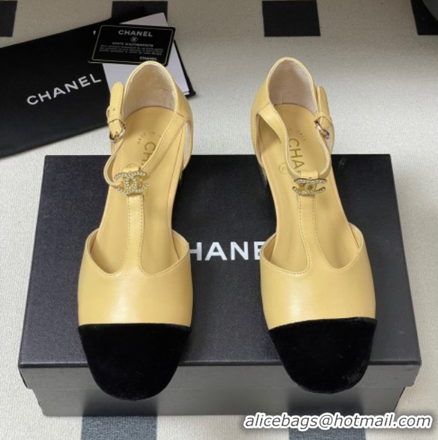 Good Quality Chanel Lambskin & Velvet T Mary Janes Flat Shoes with Pearls Beige 2025 CH090104 0901053