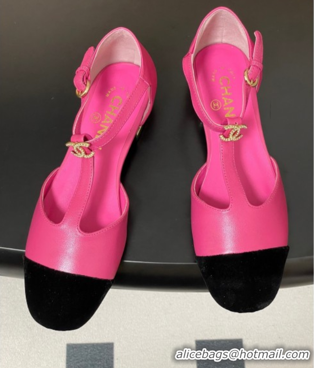Luxurious Chanel Lambskin & Velvet T Mary Janes Flat Shoes with Pearls Pink 2025 CH090104 0901054
