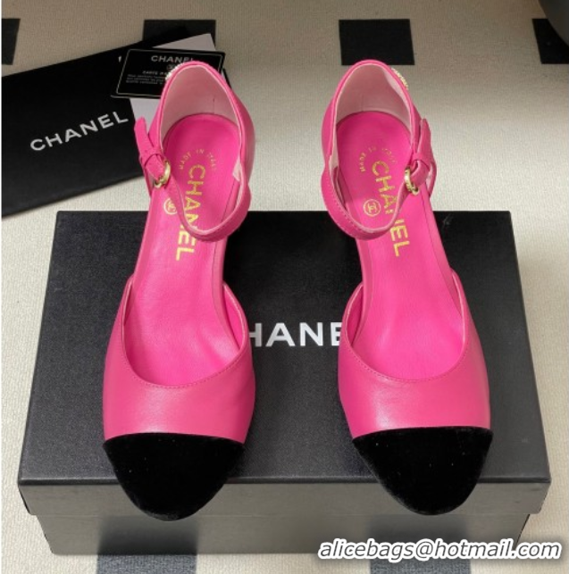 Classic Hot Chanel Lambskin & Velvet Mary Janes Pumps 6cm with Pearls Pink 2025 CH090104 0901060