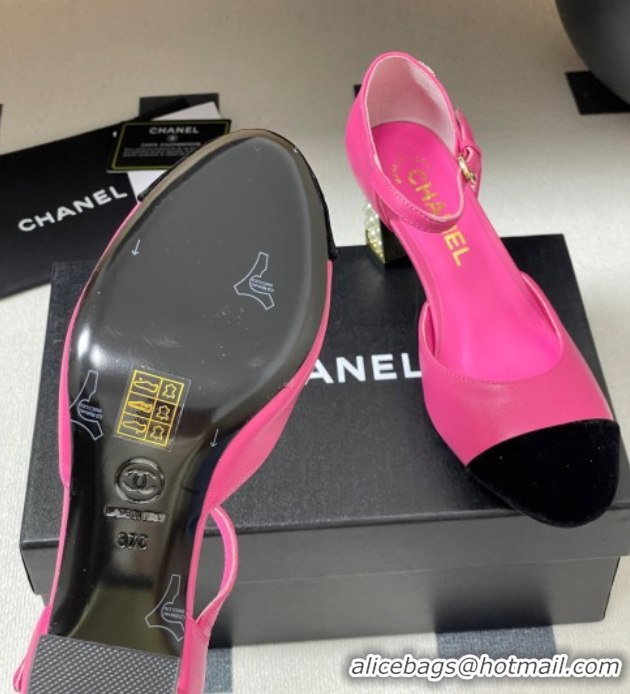 Classic Hot Chanel Lambskin & Velvet Mary Janes Pumps 6cm with Pearls Pink 2025 CH090104 0901060