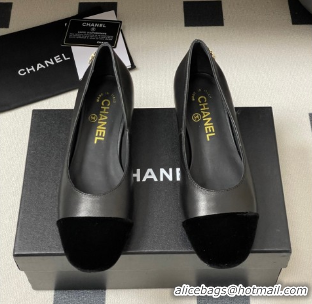 Good Looking Chanel Lambskin & Velvet Ballet Flats with Pearls Black 2025 CH090104 0901068