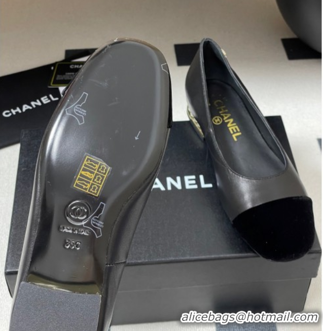 Good Looking Chanel Lambskin & Velvet Ballet Flats with Pearls Black 2025 CH090104 0901068