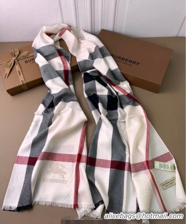 Good Quality Burberry Classic Cashmere Long Scarf 70x200cm BR091013 White 2025