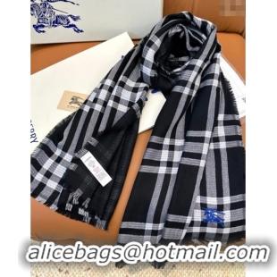 Top Quality Burberry Wool Long Scarf BR091014 Black 2025