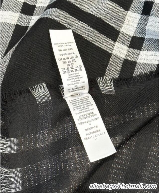 Top Quality Burberry Wool Long Scarf BR091014 Black 2025