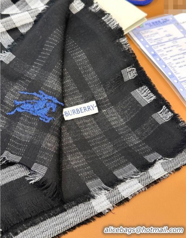 Top Quality Burberry Wool Long Scarf BR091014 Black 2025