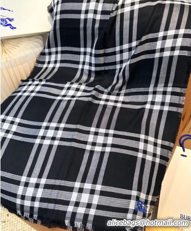 Top Quality Burberry Wool Long Scarf BR091014 Black 2025