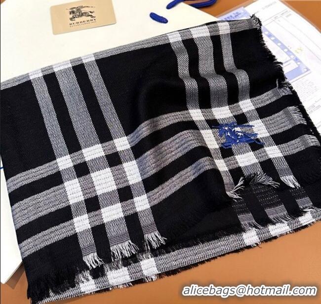Top Quality Burberry Wool Long Scarf BR091014 Black 2025
