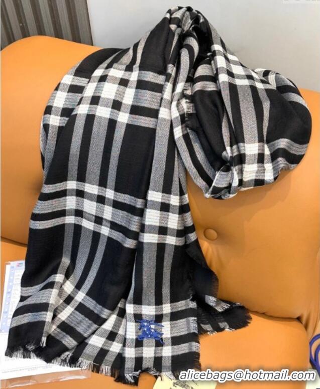 Top Quality Burberry Wool Long Scarf BR091014 Black 2025