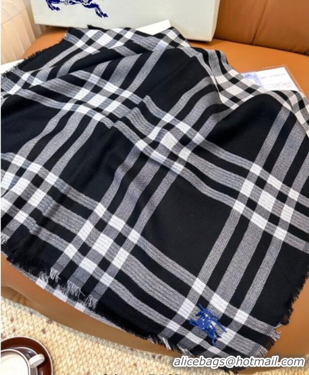 Top Quality Burberry Wool Long Scarf BR091014 Black 2025