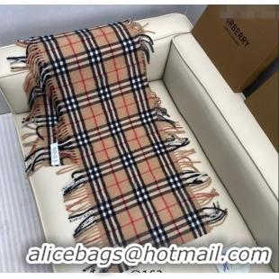 Unique Discount Burberry Fringed Cashmere Long Scarf 30x155cm BR091016 Camel 2025
