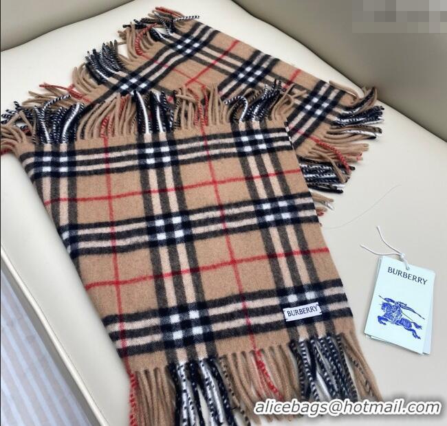 Unique Discount Burberry Fringed Cashmere Long Scarf 30x155cm BR091016 Camel 2025