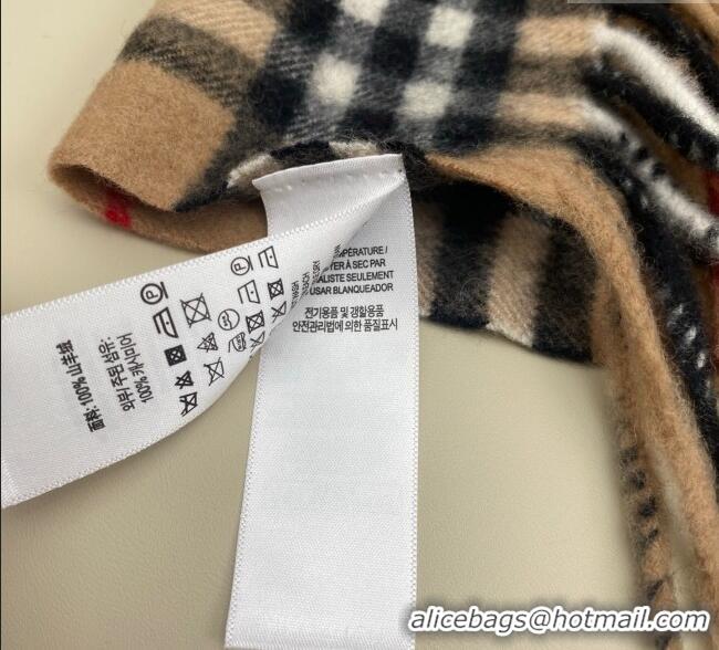 Unique Discount Burberry Fringed Cashmere Long Scarf 30x155cm BR091016 Camel 2025