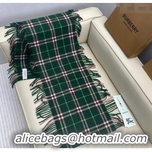 Buy Cheapest Burberry Fringed Cashmere Long Scarf 30x155 BR091016 Green 2025