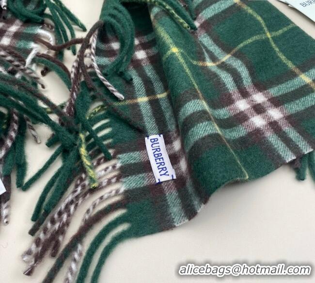 Buy Cheapest Burberry Fringed Cashmere Long Scarf 30x155 BR091016 Green 2025