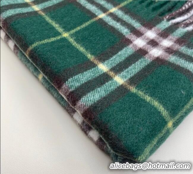 Buy Cheapest Burberry Fringed Cashmere Long Scarf 30x155 BR091016 Green 2025
