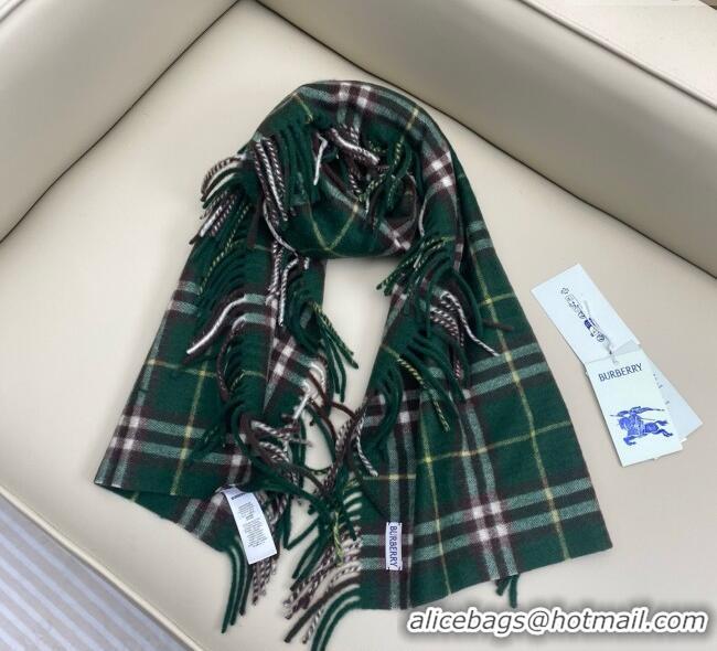 Buy Cheapest Burberry Fringed Cashmere Long Scarf 30x155 BR091016 Green 2025