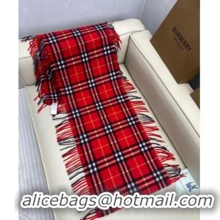 Top Grade Burberry Fringed Cashmere Long Scarf 30x155 BR091016 Red 2025