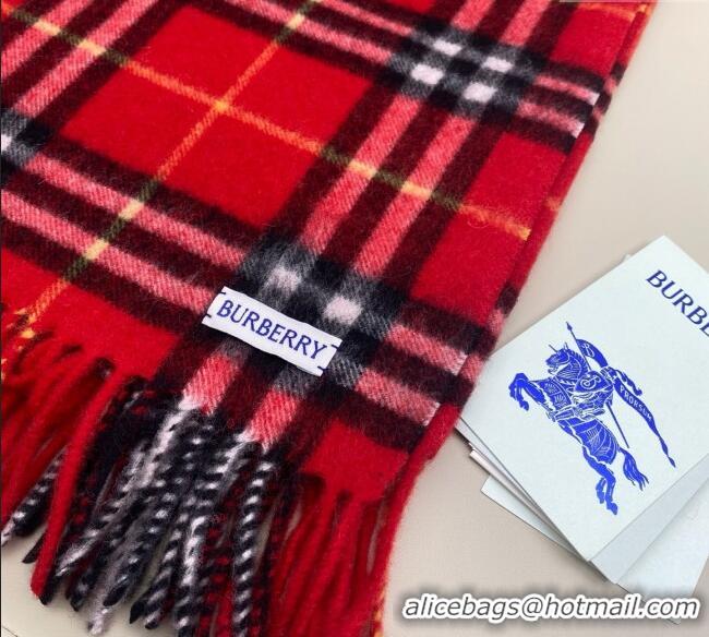 Top Grade Burberry Fringed Cashmere Long Scarf 30x155 BR091016 Red 2025