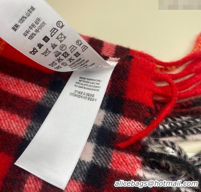 Top Grade Burberry Fringed Cashmere Long Scarf 30x155 BR091016 Red 2025