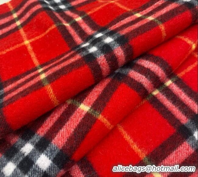 Top Grade Burberry Fringed Cashmere Long Scarf 30x155 BR091016 Red 2025