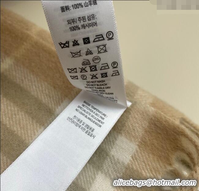 Pretty Style Burberry Fringed Cashmere Long Scarf 30x155 BR091016 Beige 2025