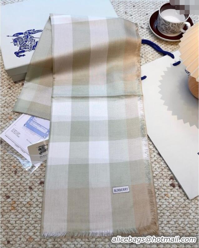 Top Grade Burberry Cashmere Long Scarf BR091017 Light Green 2025