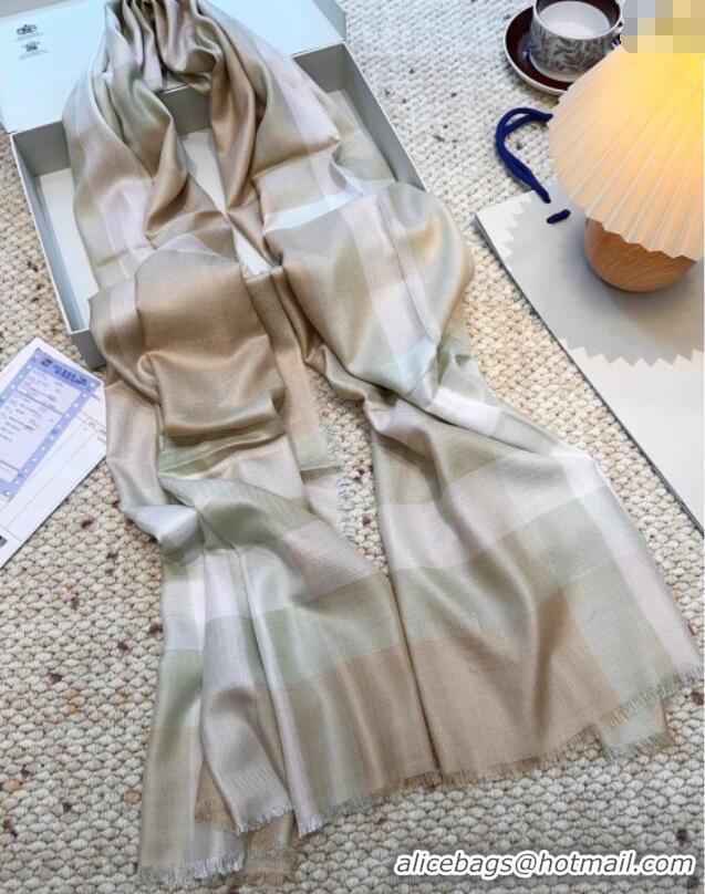 Top Grade Burberry Cashmere Long Scarf BR091017 Light Green 2025