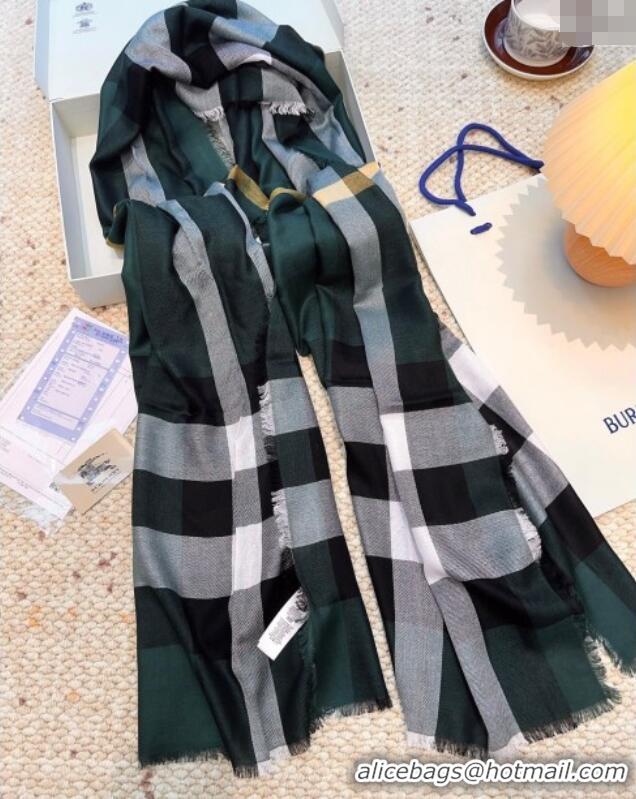 Pretty Style Burberry Cashmere Long Scarf BR091017 Dark Green 2025