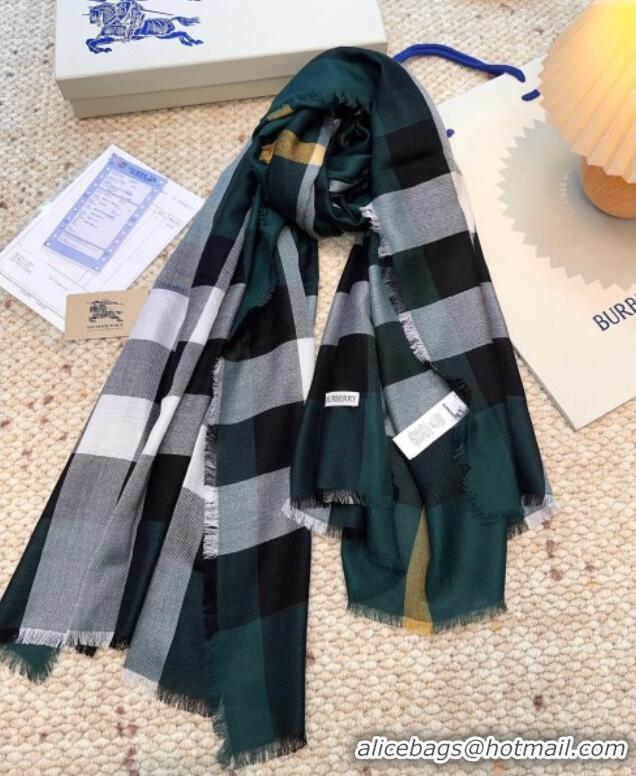 Pretty Style Burberry Cashmere Long Scarf BR091017 Dark Green 2025