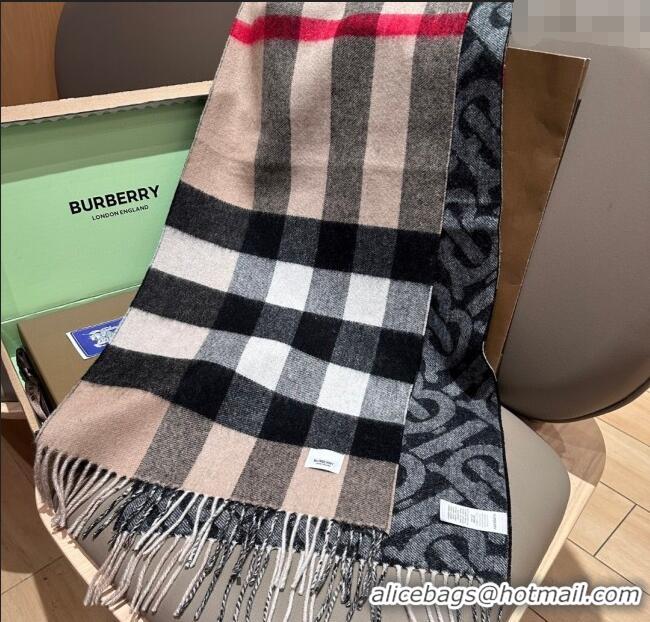 Good Taste Burberry TB Cashmere Wool Long Scarf 30x180cm BR091018 Black 2025