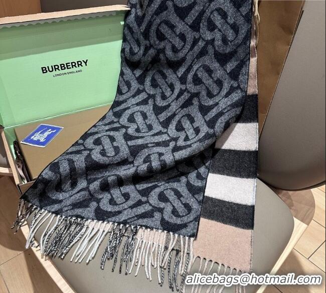Good Taste Burberry TB Cashmere Wool Long Scarf 30x180cm BR091018 Black 2025