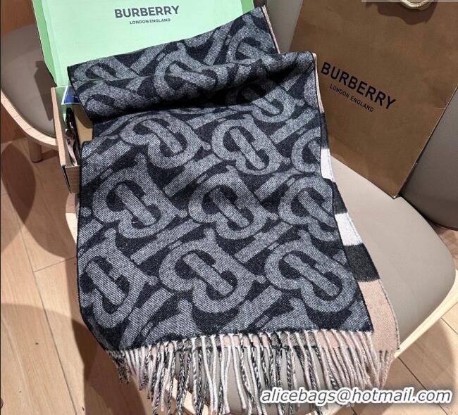 Good Taste Burberry TB Cashmere Wool Long Scarf 30x180cm BR091018 Black 2025