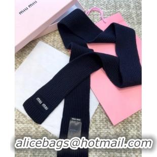 Inexpensive Miu Miu Wool Narrow Long Scarf 10x180cm MM091019 Blue 2025