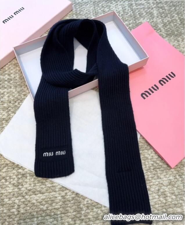 Inexpensive Miu Miu Wool Narrow Long Scarf 10x180cm MM091019 Blue 2025