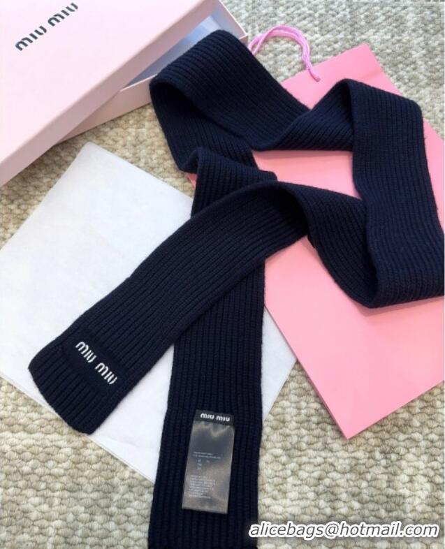 Inexpensive Miu Miu Wool Narrow Long Scarf 10x180cm MM091019 Blue 2025