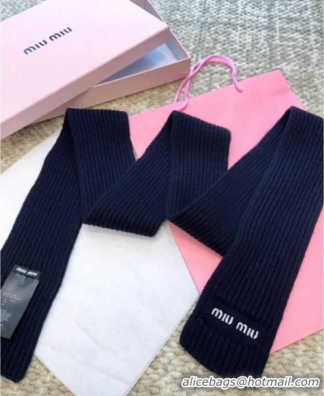 Inexpensive Miu Miu Wool Narrow Long Scarf 10x180cm MM091019 Blue 2025